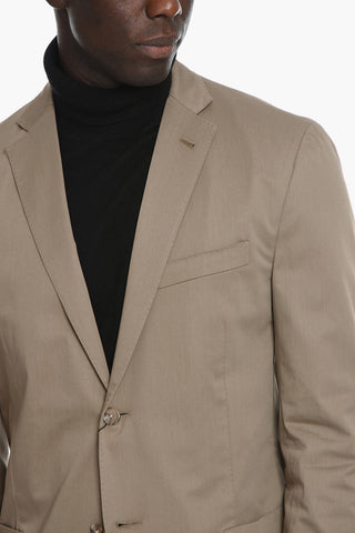 Compact-cotton GATE Unlined Suit with Notched Lapel