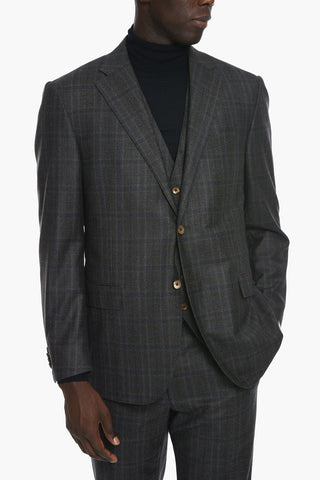 Glen-checkered ACADEMY 3-piece Suit with Notched Lapel