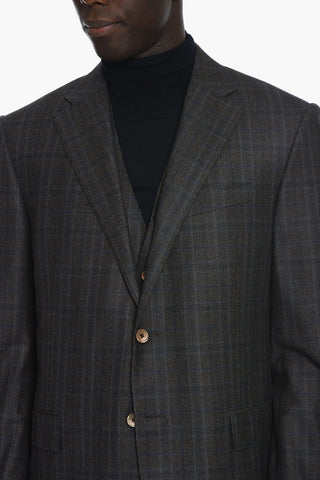 Glen-checkered ACADEMY 3-piece Suit with Notched Lapel