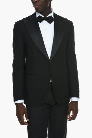 Virgin-wool ACADEMY Single-breasted Blazer with Ribbed Peak Lapel