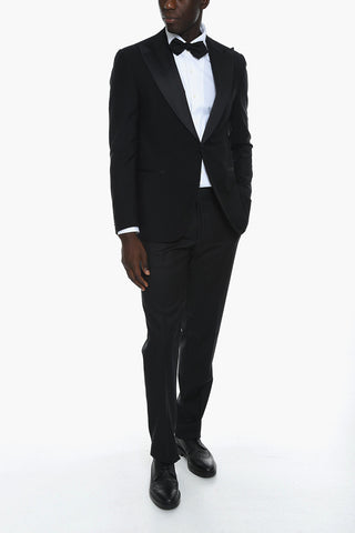 Virgin-wool ACADEMY Single-breasted Blazer with Ribbed Peak Lapel