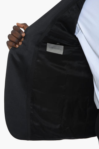 Virgin-wool ACADEMY Single-breasted Blazer with Ribbed Peak Lapel