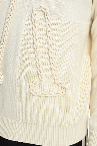EMPORIO Crew Neck Wool Blend Sweater with Embossed Monogram