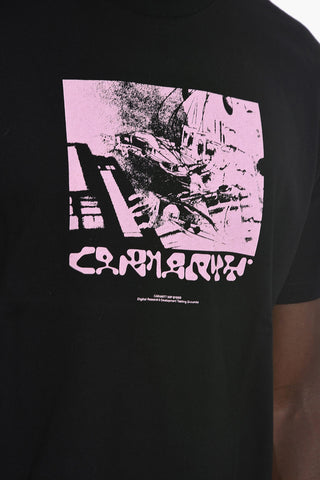 T-shirt Girocollo con Stampa a Contrasto Frontale