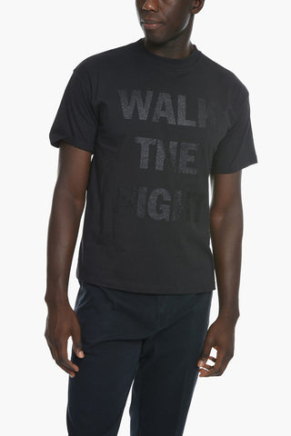 Solid Color UNISEX Crew-neck T-Shirt with Glitter Detail