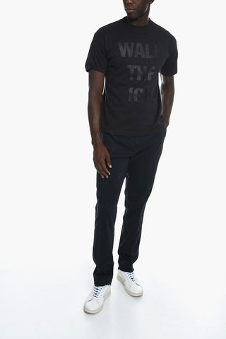 Solid Color UNISEX Crew-neck T-Shirt with Glitter Detail