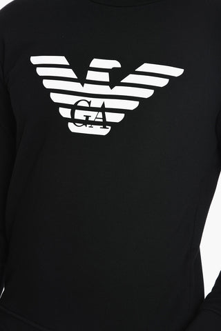 EMPORIO ESSENTIAL Crew Neck Cotton Blend Sweatshirt with Printed Logo