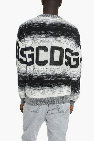 Crew Neck Linen Blend Sweater with Jacquard Logo
