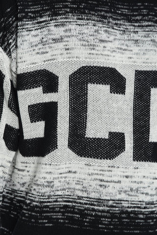 Crew Neck Linen Blend Sweater with Jacquard Logo