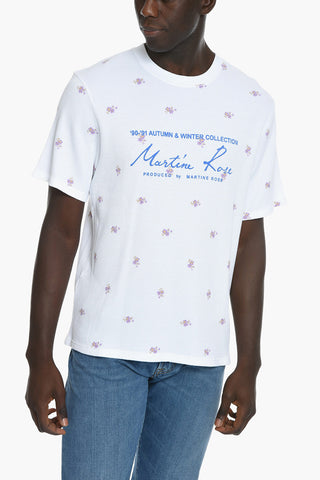 T-shirt in Jersey di Cotone con Motivo Floreale