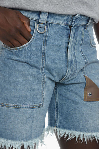 Denim Shorts with Fronged Bottom