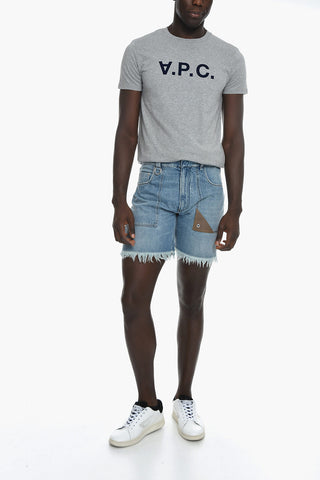 Denim Shorts with Fronged Bottom