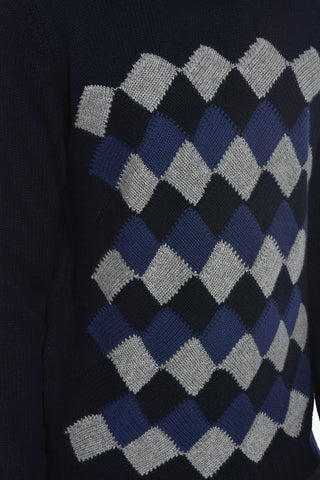 Turtleneck Cashmere Pullover with Geometric Pattern