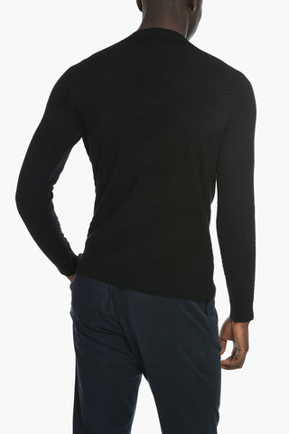 GIORGIO Crew Neck Wool Blend Sweater with Jacquard Motif