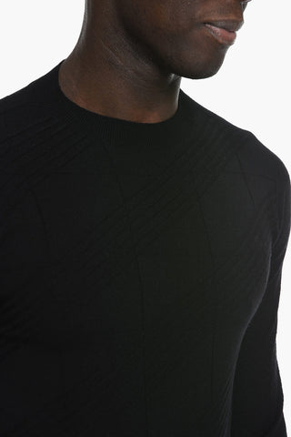 GIORGIO Crew Neck Wool Blend Sweater with Jacquard Motif