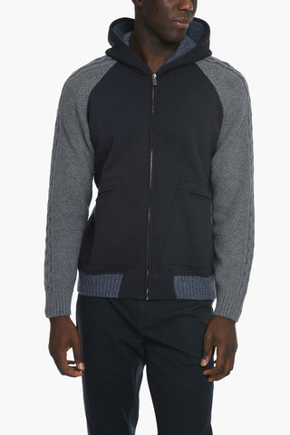 ID Knitted Sleeve Cotton Blend Hoodie