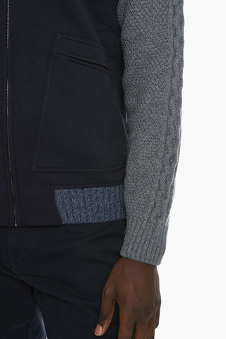 ID Knitted Sleeve Cotton Blend Hoodie