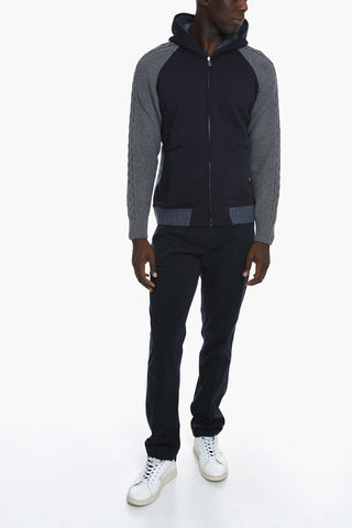 ID Knitted Sleeve Cotton Blend Hoodie