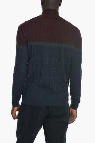 Turtleneck Virgin Wool Sweater with Two Tone Motif