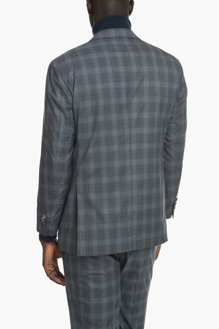 SARTORIA Abito in Lana Vergine District Check con Tasche ad Aletta