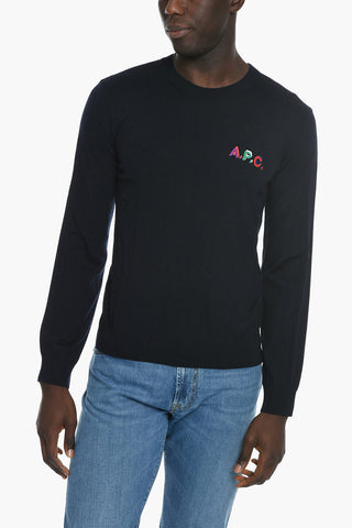 Maglia in Misto Lana con Logo Ricamato