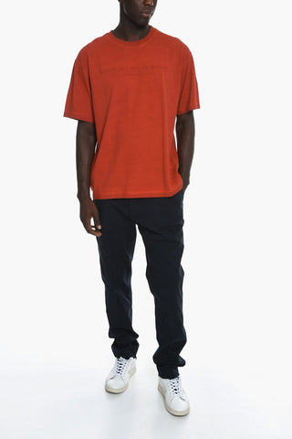 SAMUEL ROSS Crew-neck T-shirt with Tone on Tone Writing