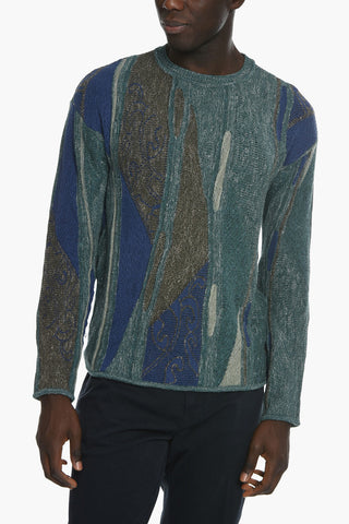 EMPORIO Crew Neck Cotton and Wool Jacquard Sweater