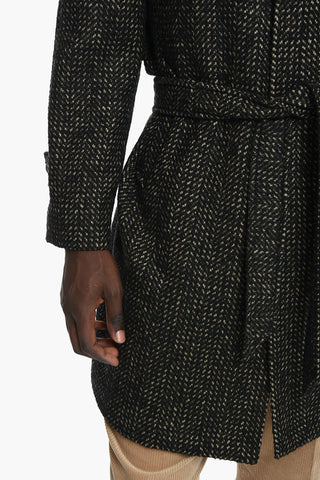 Wool-blend CURT Coat with Herringbone Pattern