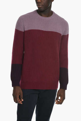 Crew Neck Two Tone Cashmere Pullover