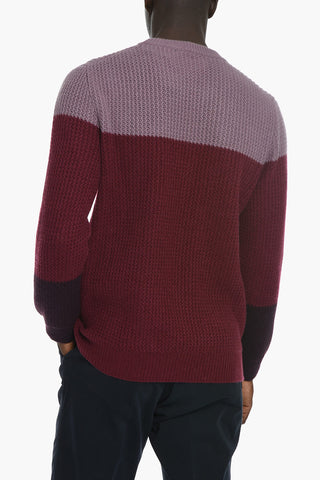 Crew Neck Two Tone Cashmere Pullover