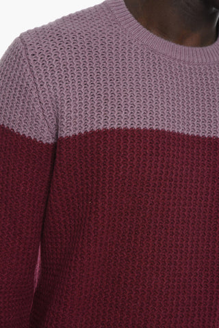 Crew Neck Two Tone Cashmere Pullover