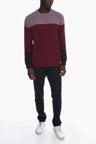 Crew Neck Two Tone Cashmere Pullover