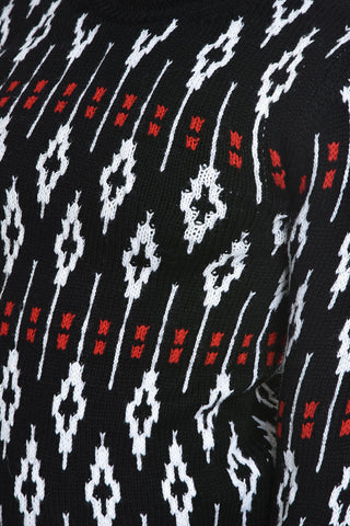 Pullover Girocollo in Lana con Motivo Jacquard