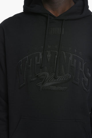 VTMNTS College Hoodie Sweatshirt with Ton-sur-ton Embroidery