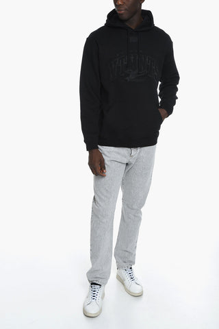 VTMNTS College Hoodie Sweatshirt with Ton-sur-ton Embroidery