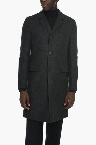 District Check Virgin Wool Coat with Flap Pockets