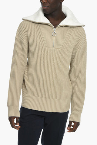 Ribbed Rollneck Sweater with Half Zip