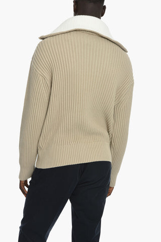Ribbed Rollneck Sweater with Half Zip