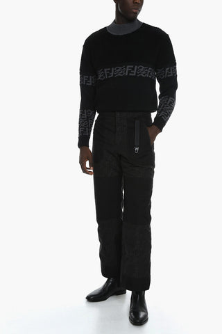 Crew Neck Wool Blend Pullover with Teddy Insert