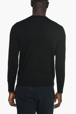 EMPORIO Crew Neck Virgin Wool Sweater with Logo Ton sur Ton