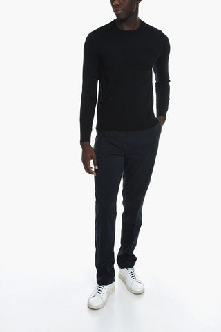 EMPORIO Crew Neck Virgin Wool Sweater with Logo Ton sur Ton