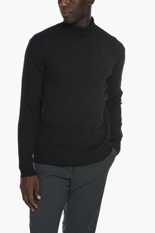 Turtleneck Aran Virgin Wool Sweater