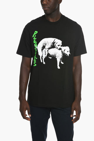 Cotton Crew-Neck T-shirt with Contrasting Print