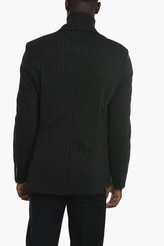 Lined Pinstriped Single Breasted Blazer