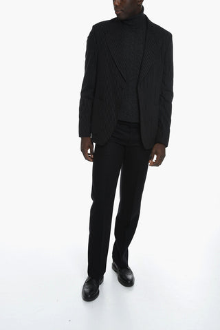 Lined Pinstriped Single Breasted Blazer
