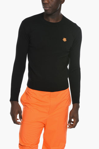 Crew Neck TIGER CREST Sweater with Logo Patch
