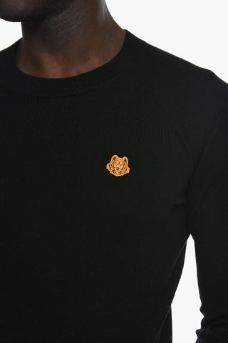 Crew Neck TIGER CREST Sweater with Logo Patch