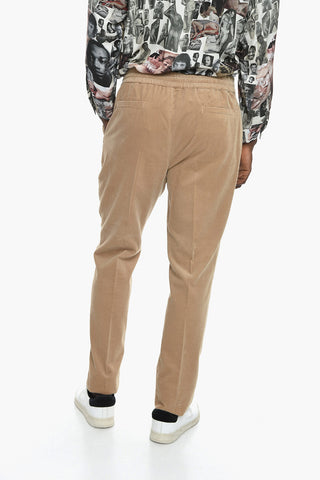 Corduroy Drawstringed Trousers with Front Pleat
