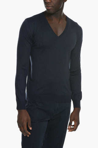 Maglia con Scollo a V in Cashmere e Seta