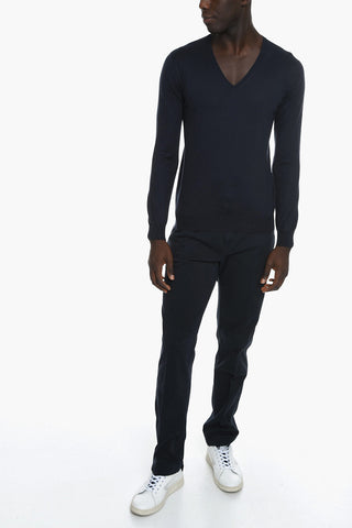 Maglia con Scollo a V in Cashmere e Seta